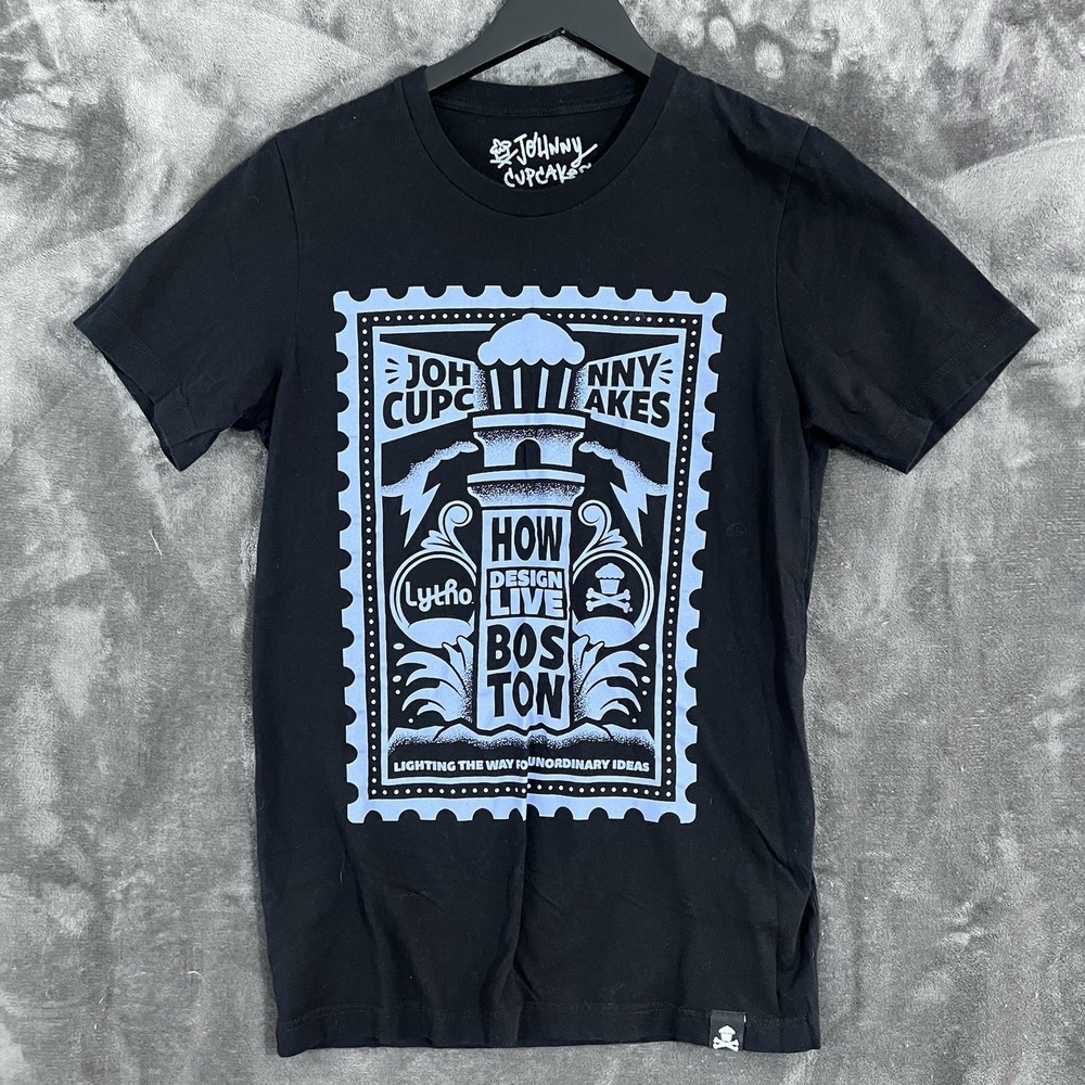 JOHNNY CUPCAKES T SHIRT -DESIGN LIVE BOSTON UNORDINARY IDEAS MEDIUM ART TO WEAR